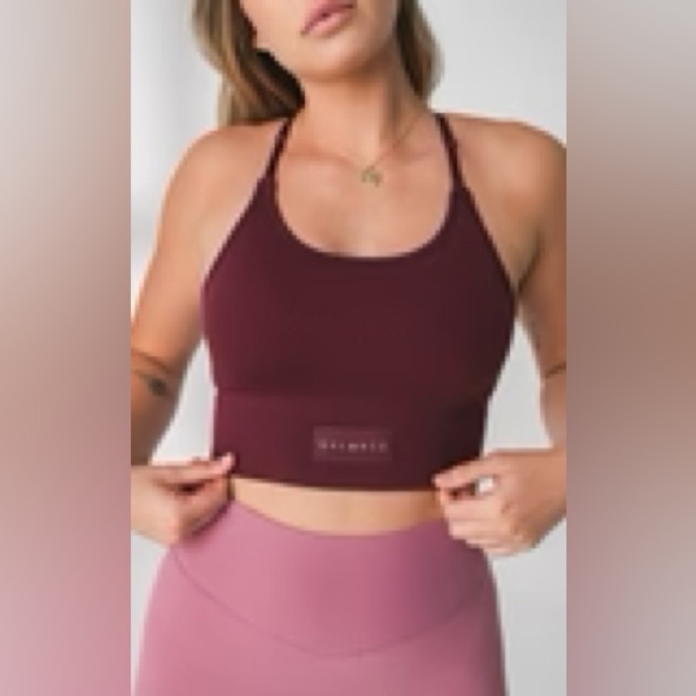 Balance Athletica/Vitality Adjustable Racerback Energy Sports Bra in Burgandy